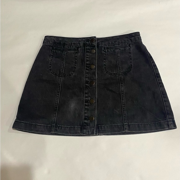 Black Wash Denim Mini Skirt - Picture 2 of 4